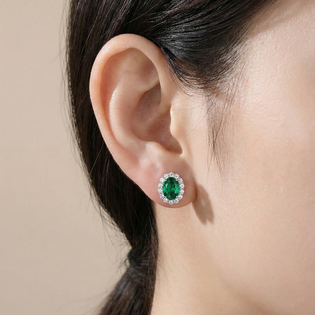 Emerald Studs oval