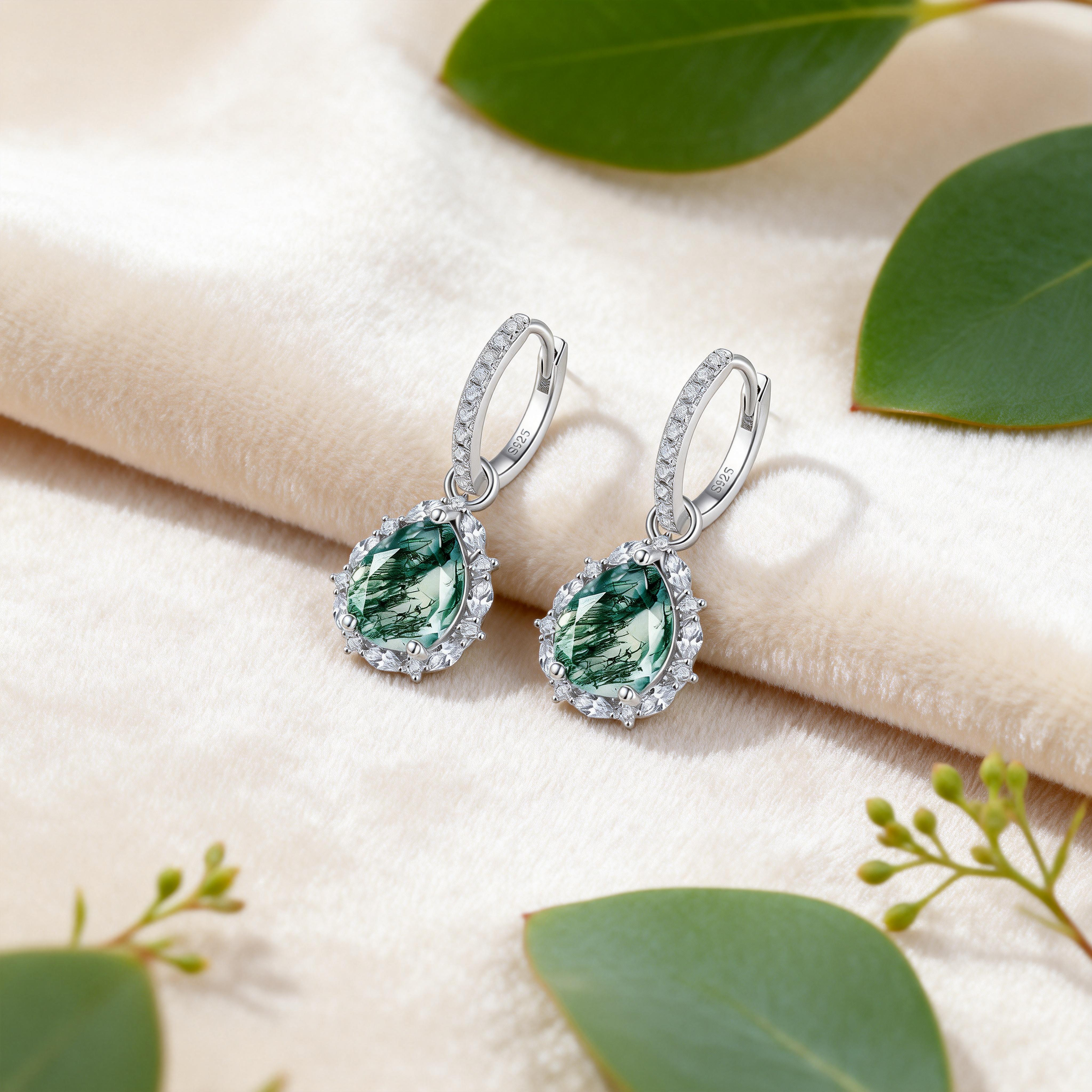 moss stone Studs water droplets