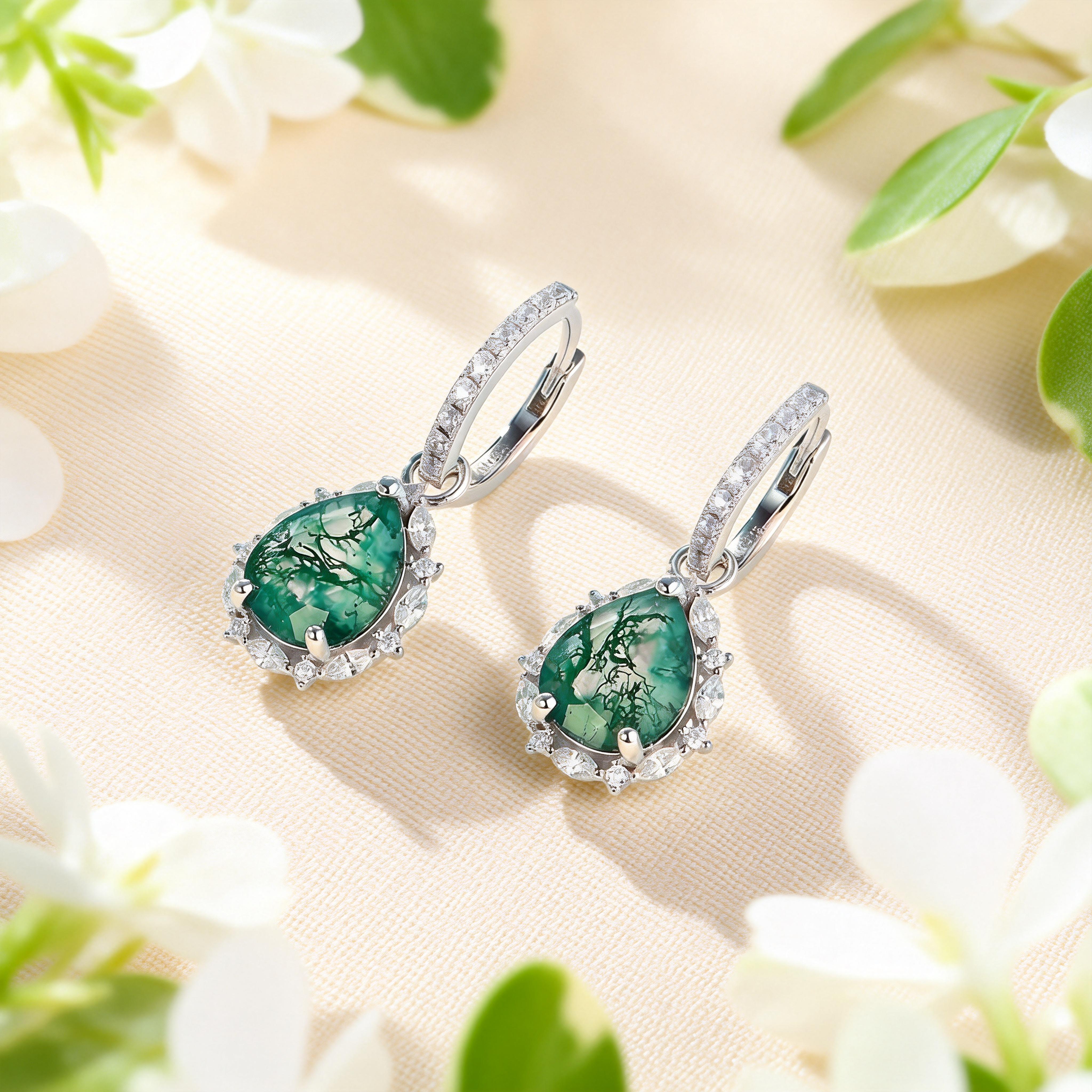 moss stone Studs water droplets